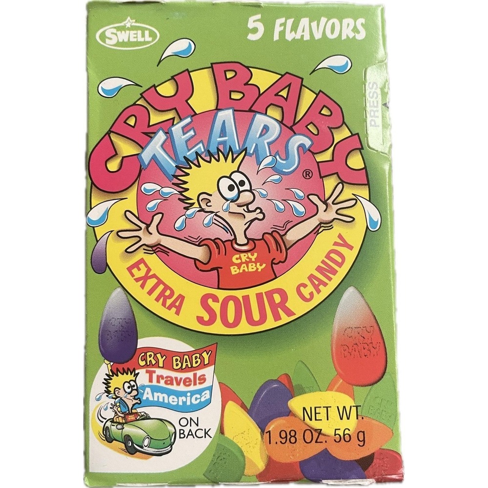 Cry Baby Tears Extra Sour Candy, Five Flavors, 1.98-ounce Boxes (Pack of 18) - Picture 3 of 5